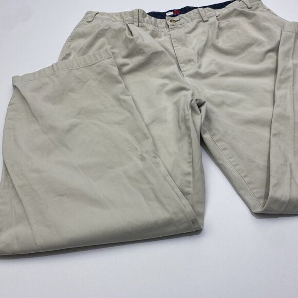 Vintage Tommy Hilfiger Mens Khaki Pleated Pants Beige Size 44X36 100%‎ Cotton - Picture 1 of 16